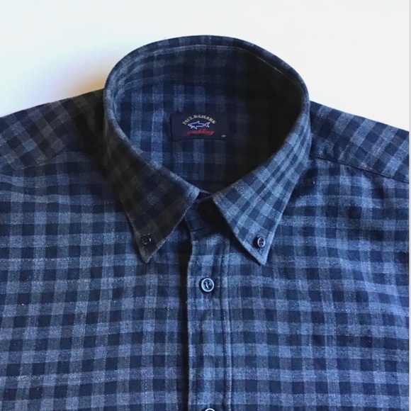 Paul & Shark 2 tone gray colour checkered cotton shirt Sz 40 made in Italy 🇮🇹 - Picture 11 of 11